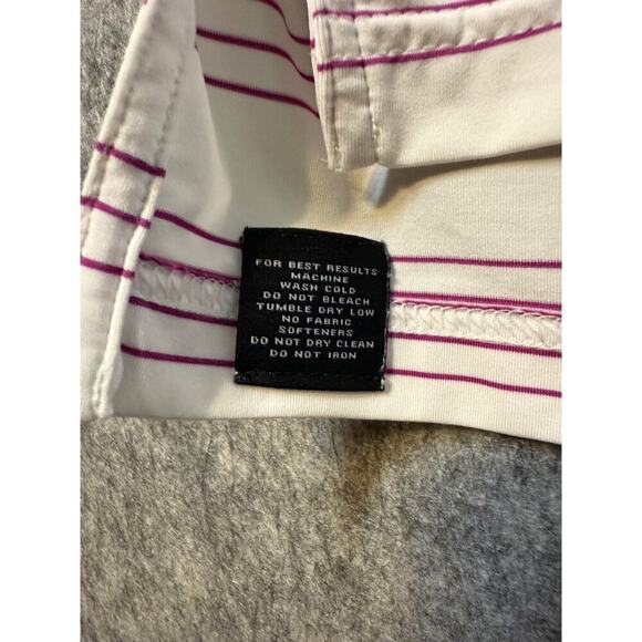 Peter Millar Summer Comfort White Purple Stripe Performance Golf Polo - Large - Picture 6 of 8